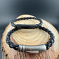 Braid Leather Bracelet for Men & Women | Black Bolo Cord with Steel Trim