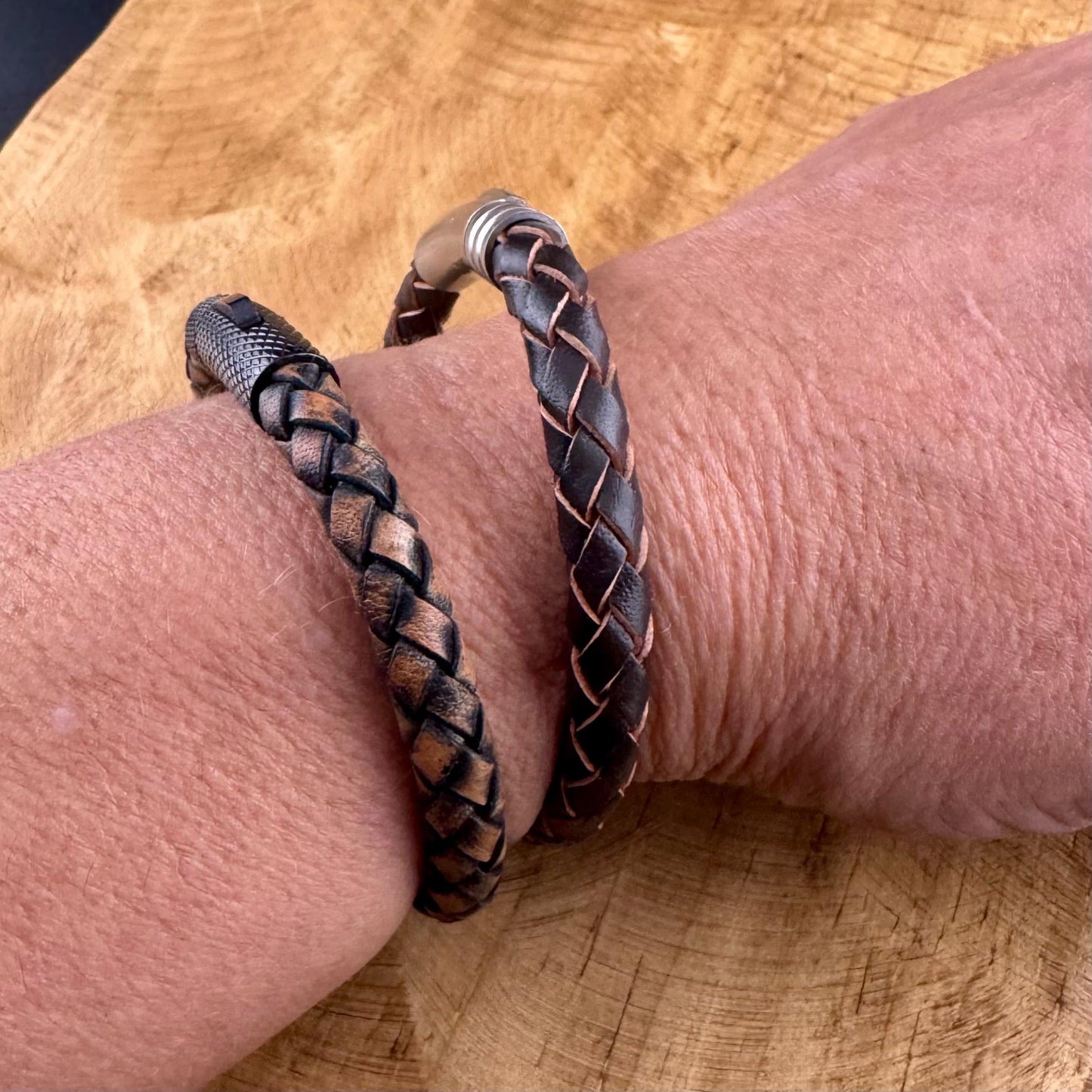 Stylish Braided Leather Bracelet with Bayonet Closure | Bolo Cord + Stainless Steel, Custom Leather Choice