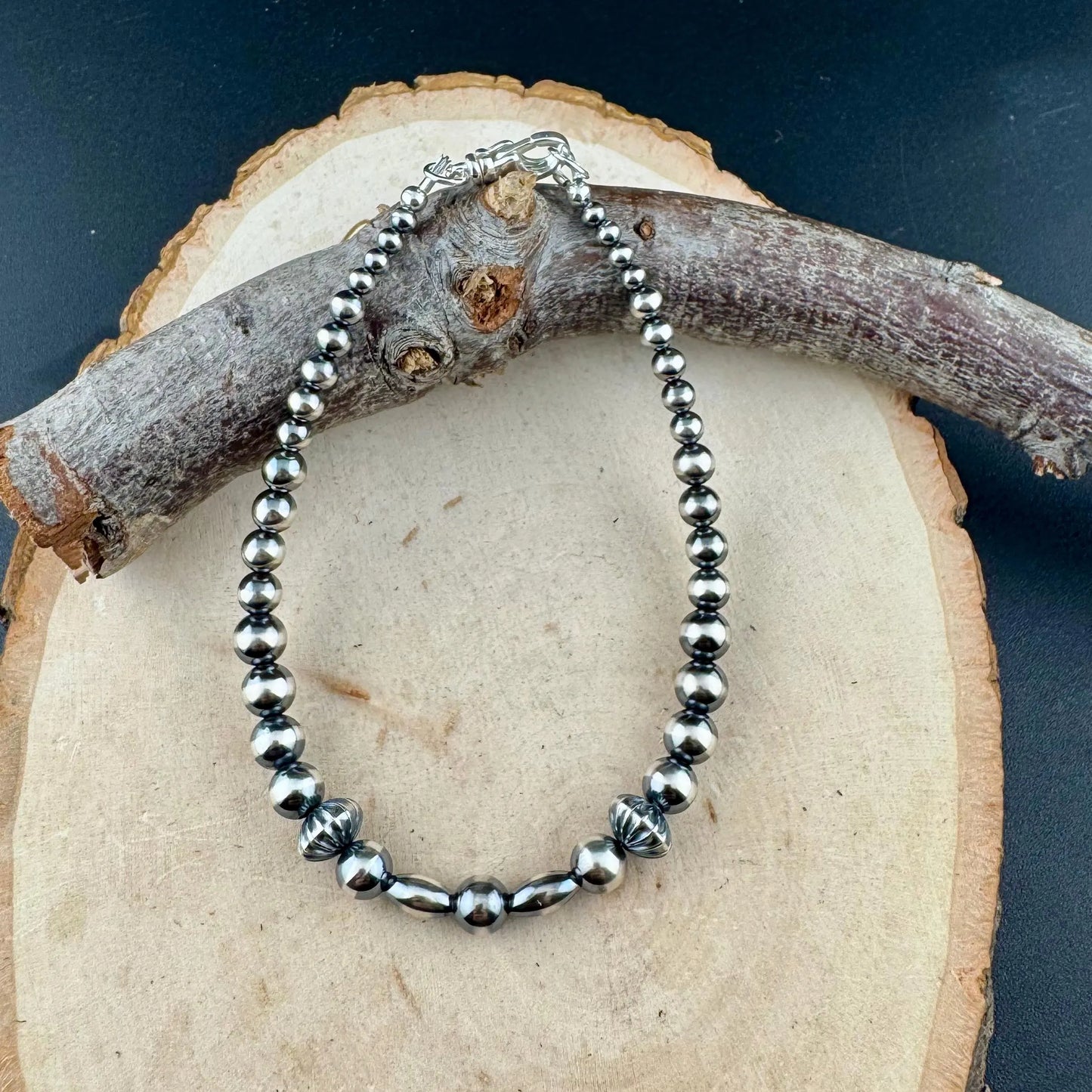 Native American Inspired Navajo Pearl Bracelet - Sterling Silver Southwest Style