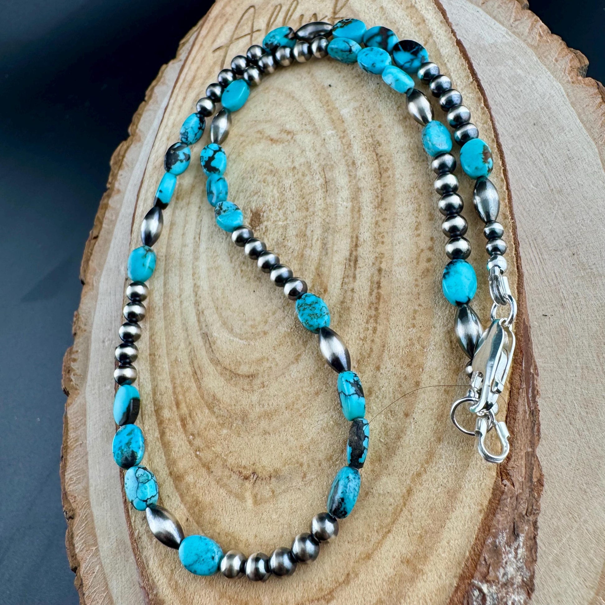 Southwestern Royston Turquoise & Navajo Pearl Choker – Sterling Silver Gemstone