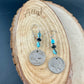 Southwestern Sterling Silver Earrings: Indian Buffalo Nickel, Royston Turquoise & Onyx Accents
