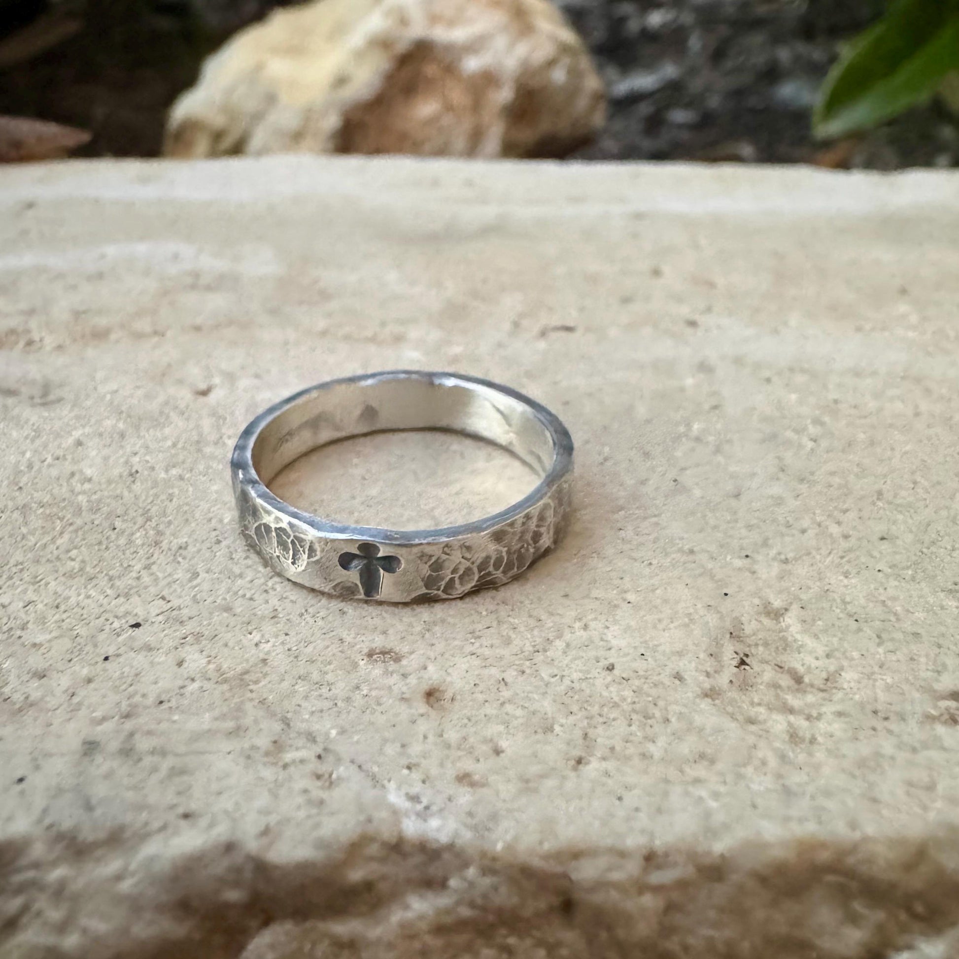 Sterling Silver 4mm Cross Band Ring - Minimalist Faith Jewelry