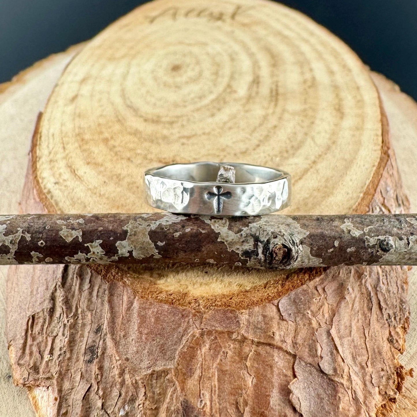 Sterling Silver 4mm Cross Band Ring - Minimalist Faith Jewelry