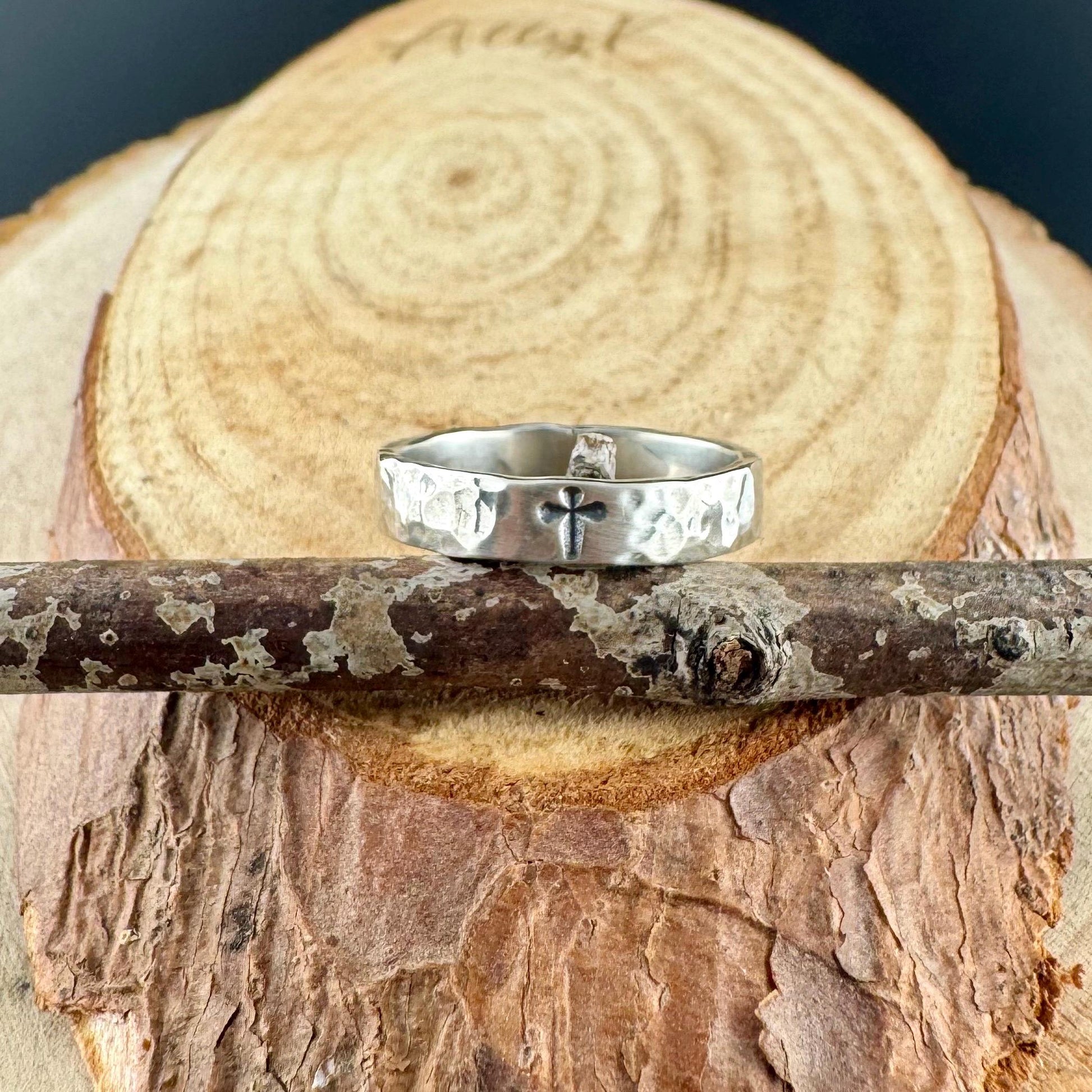 Sterling Silver 4mm Cross Band Ring - Minimalist Faith Jewelry
