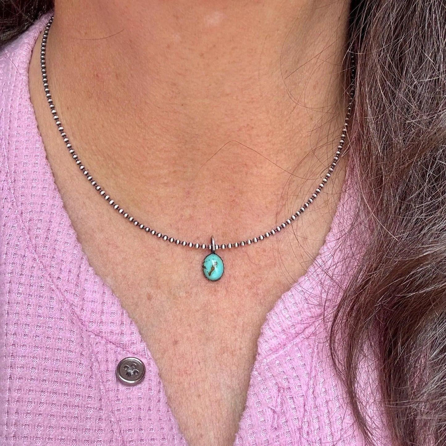 Kingman Turquoise Bezel Pendant Necklace – Sterling Silver Boho Jewelry