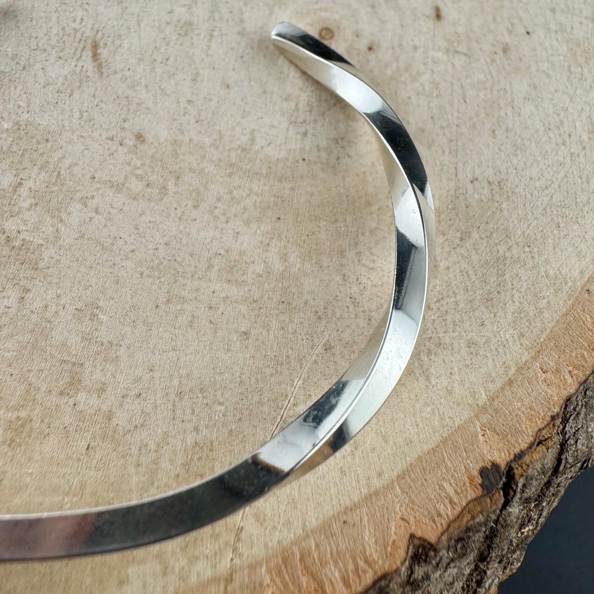 Turquoise Bezel Twisted Wire Cuff – Unique Handmade Sterling Silver Bracelet