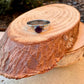 Sterling Silver Amethyst Gemstone Band Ring - Hammered or Smooth Finish