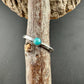 Sterling Silver Kingman Turquoise Dainty Band Ring - Hammered or Smooth Finish