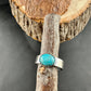 Sterling Silver Kingman Turquoise Bezel Band Ring - Hammered or Smooth Finish