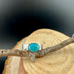 Sterling Silver Kingman Turquoise Bezel Band Ring - Hammered or Smooth Finish