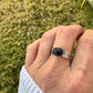 Sterling Silver Onyx Bezel Band Ring - Hammered or Smooth Finish