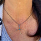 Sterling Silver Cross Pendant Necklace with Turquoise Gemstone Bezel Accent