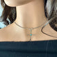 Sterling Silver Cross Pendant Necklace with Turquoise Gemstone Bezel Accent