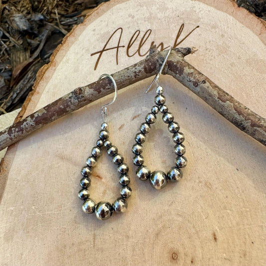 Desert Pearl Teardrop Hoop Earrings • Sterling Silver Dainty Southwestern Jewelry