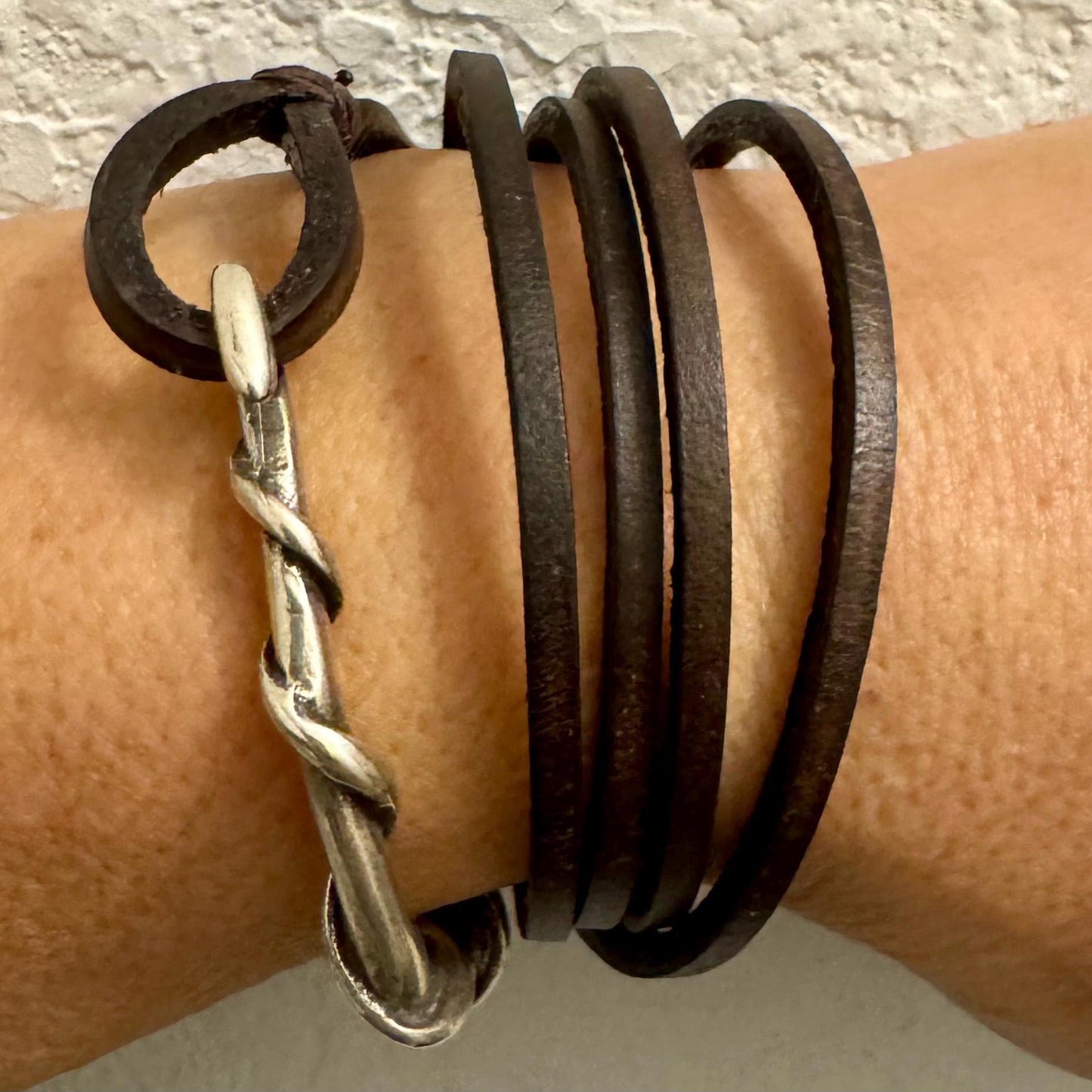 Multi Wrap Leather Bracelet | Silver Half Cuff | Brown, Black & Saddle Options