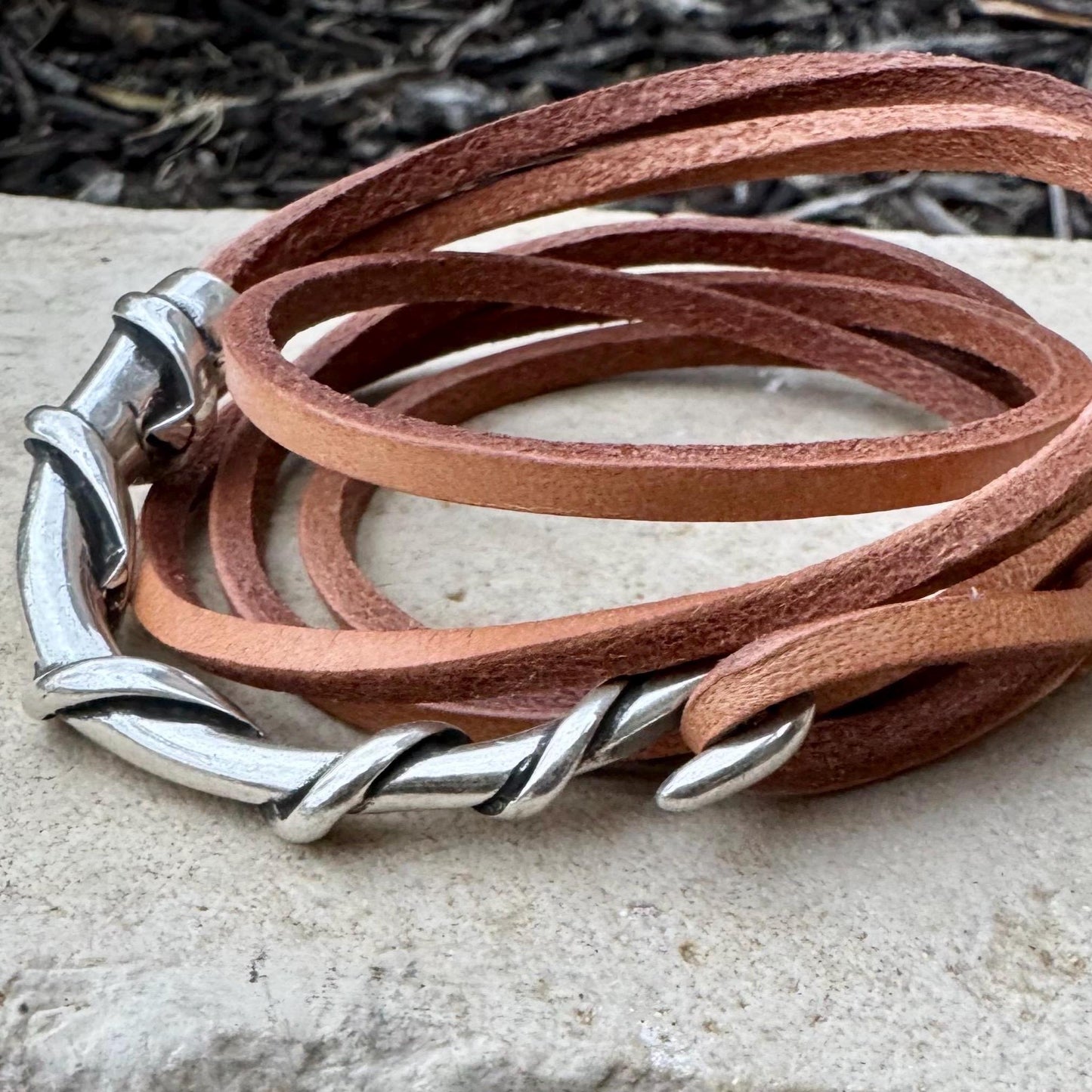 Multi Wrap Leather Bracelet | Silver Half Cuff | Brown, Black & Saddle Options