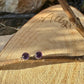Handcrafted Serrated Bezel Amethyst Sud Post Earrings: 4mm