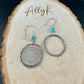 Turquoise Earrings, Sterling Silver Circles, Handmade Turquoise Jewelry