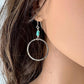 Turquoise Earrings, Sterling Silver Circles, Handmade Turquoise Jewelry