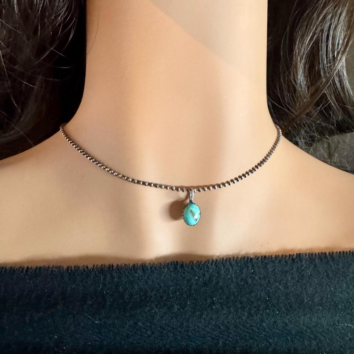 Kingman Turquoise Pendant Necklace – Sterling Silver Boho Jewelry