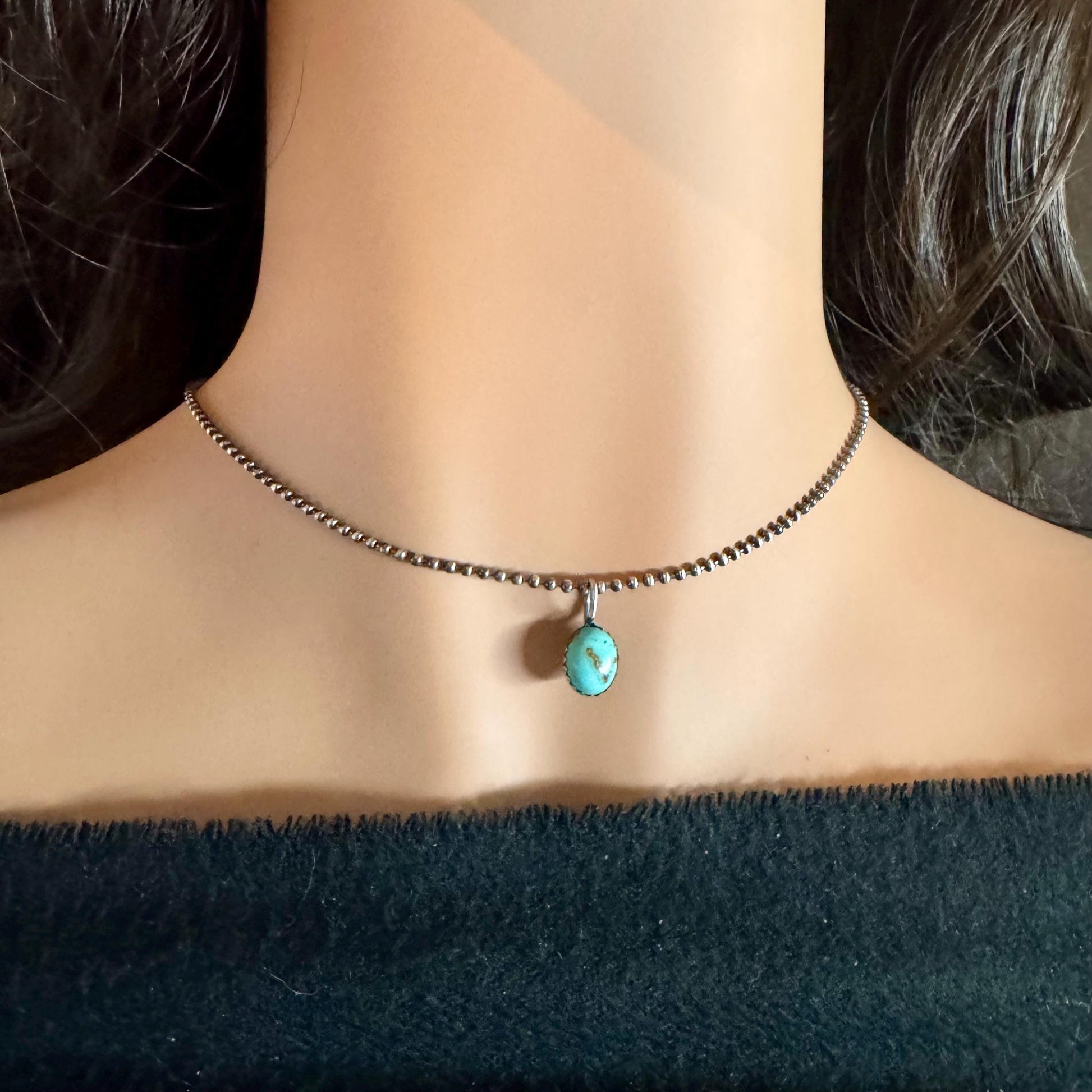 Kingman Turquoise Pendant Necklace – Sterling Silver Boho Jewelry