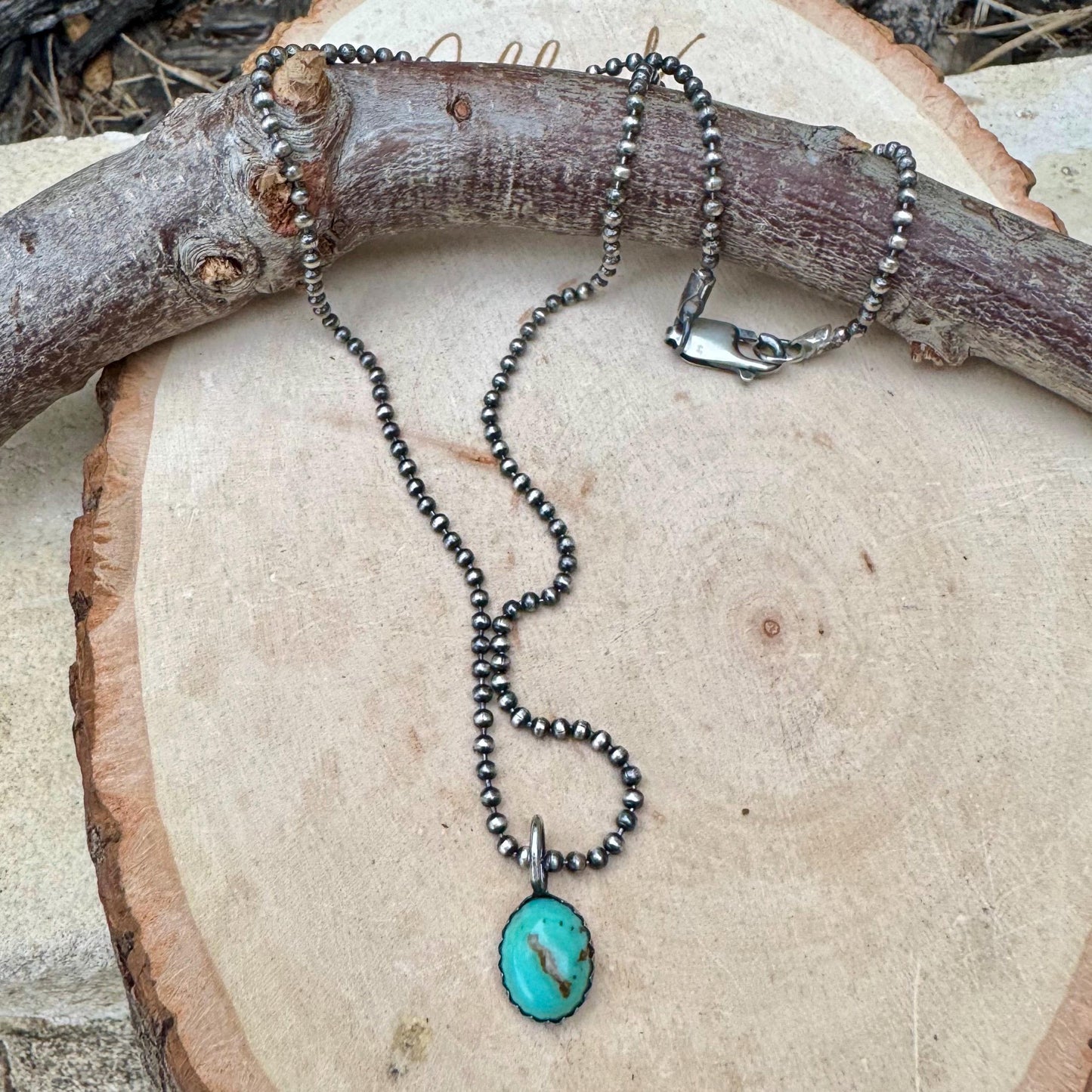 Kingman Turquoise Pendant Necklace – Sterling Silver Boho Jewelry