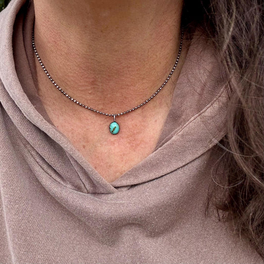 Kingman Turquoise Pendant Necklace – Sterling Silver Boho Jewelry