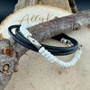 White turquoise leather wrap bracelet, genuine leather