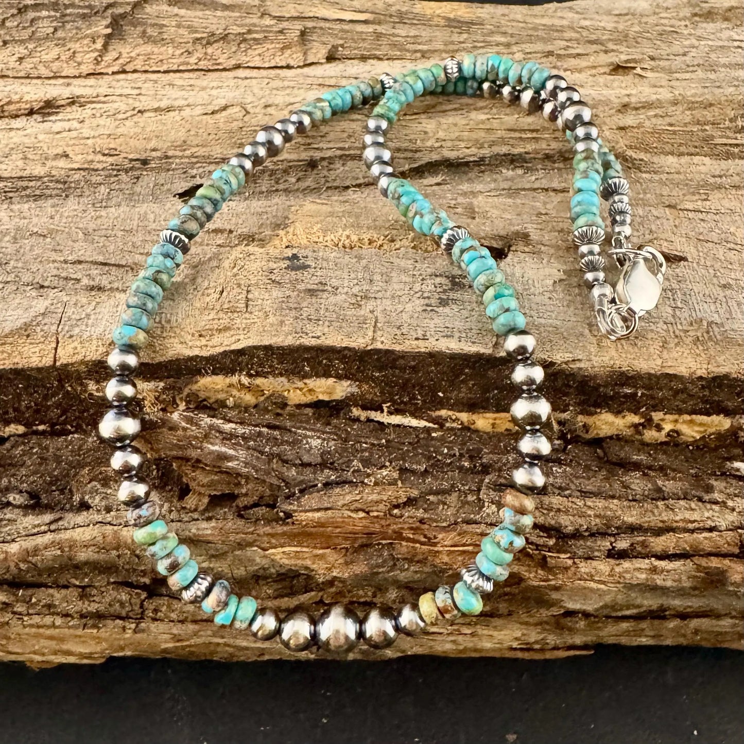 Navajo Pearl Turquoise Necklace – Sterling Silver Gemstone Southwestern Style Choker Necklace