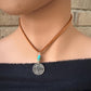 Indian Head Buffalo Nickel Necklace with Kingman Turquoise on Deerskin Lace