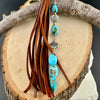 Handmade Turquoise Stone Purse Tassel with Tribal Cross Charm - Southwestern Style
