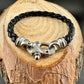 Mariner’s Clasp Black Leather Bracelet – Nautical Soul | Bolo Braided Cord + Stainless Steel