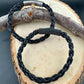 Braid Leather Bracelet for Men & Women | Black Bolo Cord with Steel Trim
