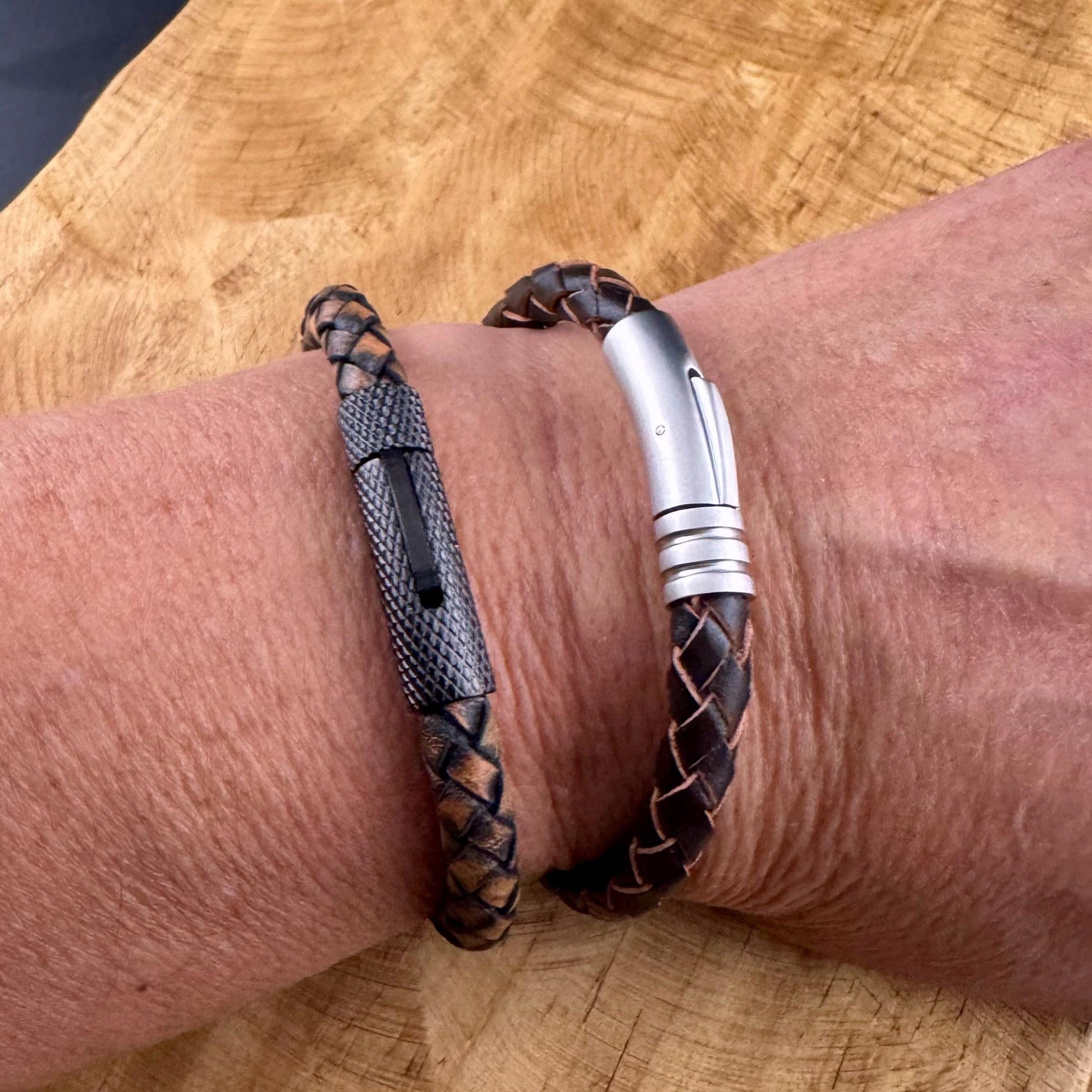 Stylish Braided Leather Bracelet with Bayonet Closure | Bolo Cord + Stainless Steel, Custom Leather Choice