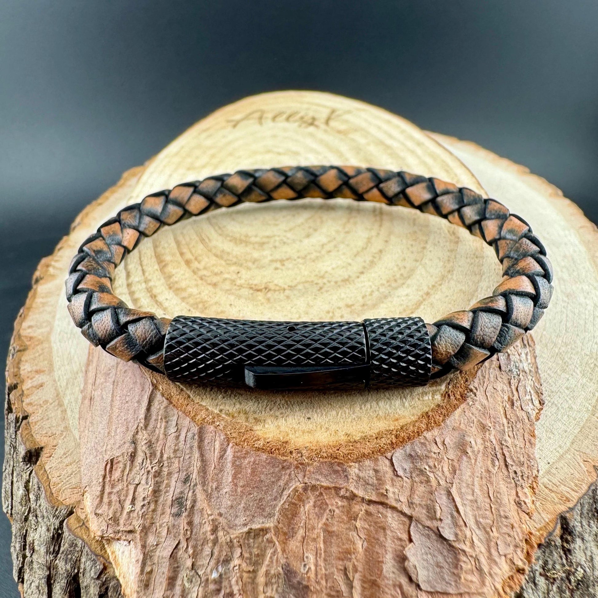 Stylish Braided Leather Bracelet with Bayonet Closure | Bolo Cord + Stainless Steel, Custom Leather Choice