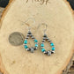 Southwest Style Navajo Pearl Turquoise Teardrop Earrings - Dainty Sterling Silver Dangle Hoops