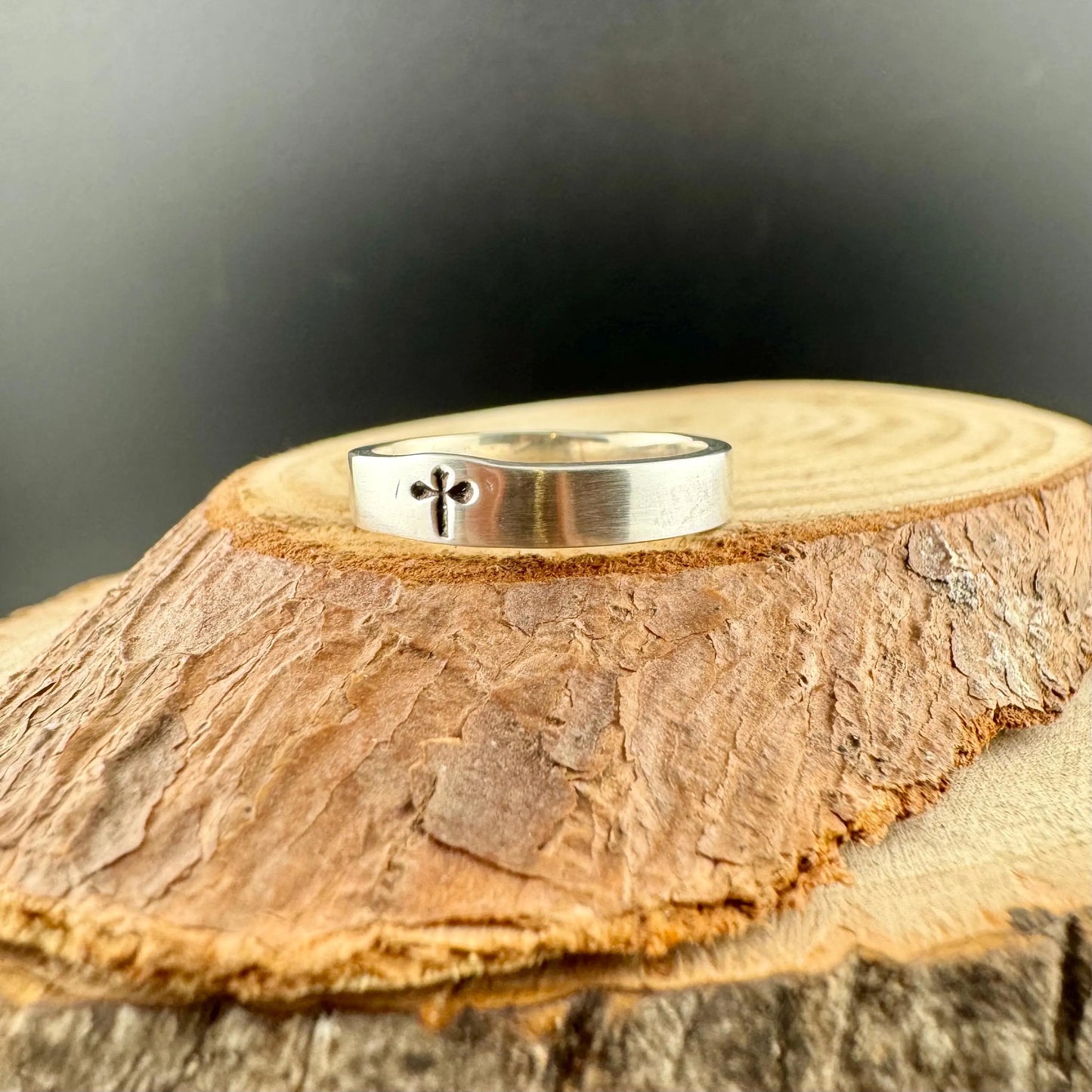 Sterling Silver 4mm Cross Band Ring - Minimalist Faith Jewelry