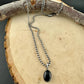 Black Onyx Bezel Pendant Necklace – Sterling Silver Boho Jewelry