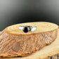 Sterling Silver Amethyst Gemstone Band Ring - Hammered or Smooth Finish