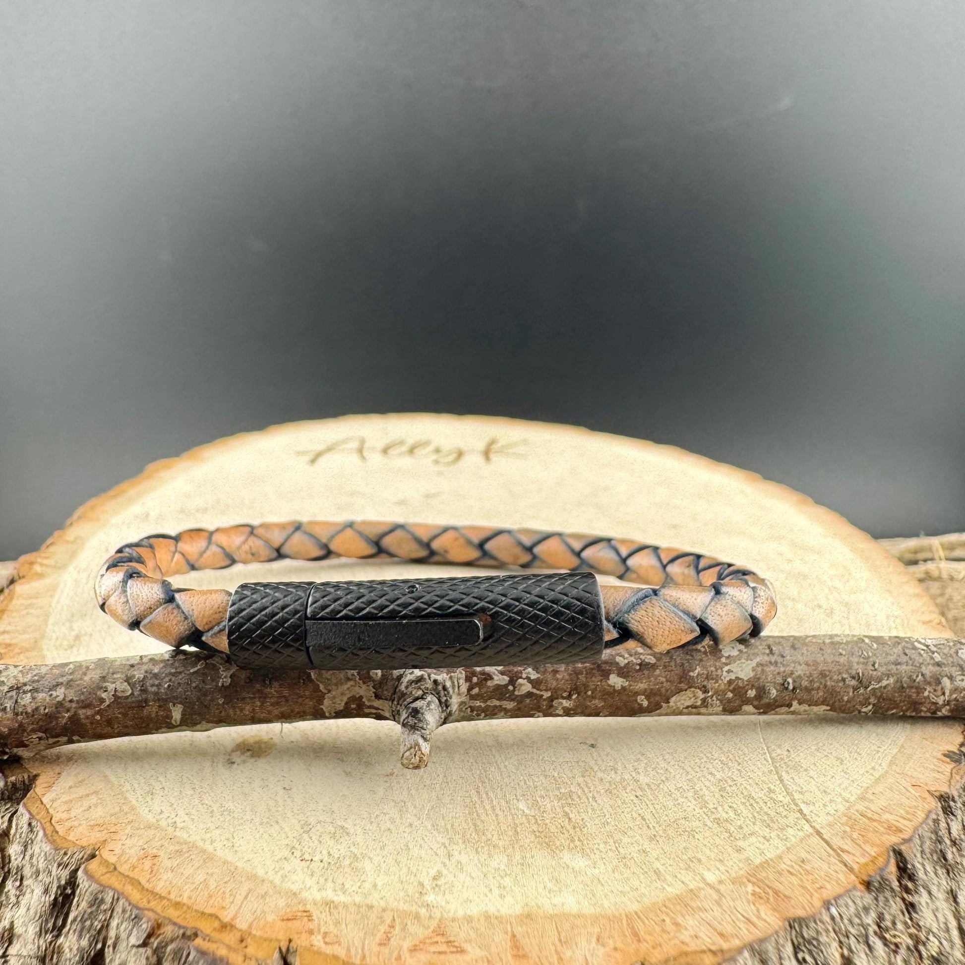 Genuine Braided Leather Wrap Bracelet with Bayonet Clasp - Single & Double Wrap Style