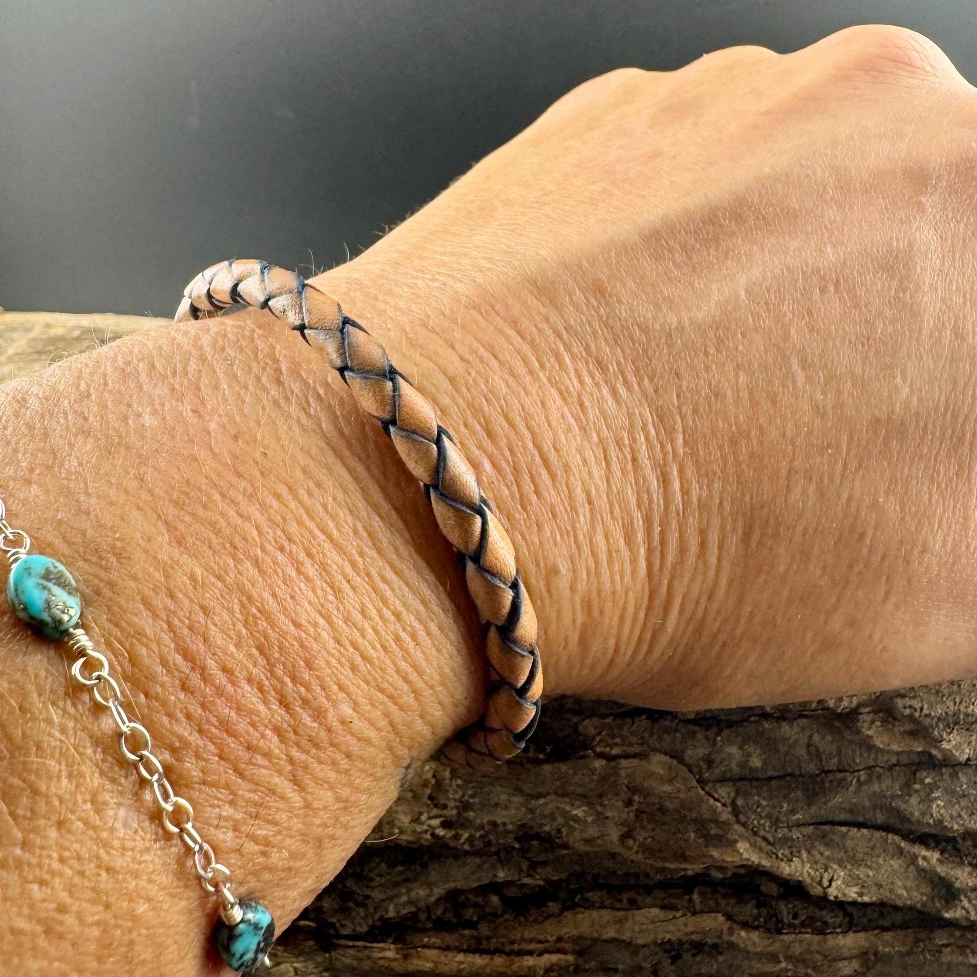 Genuine Braided Leather Wrap Bracelet with Bayonet Clasp - Single & Double Wrap Style