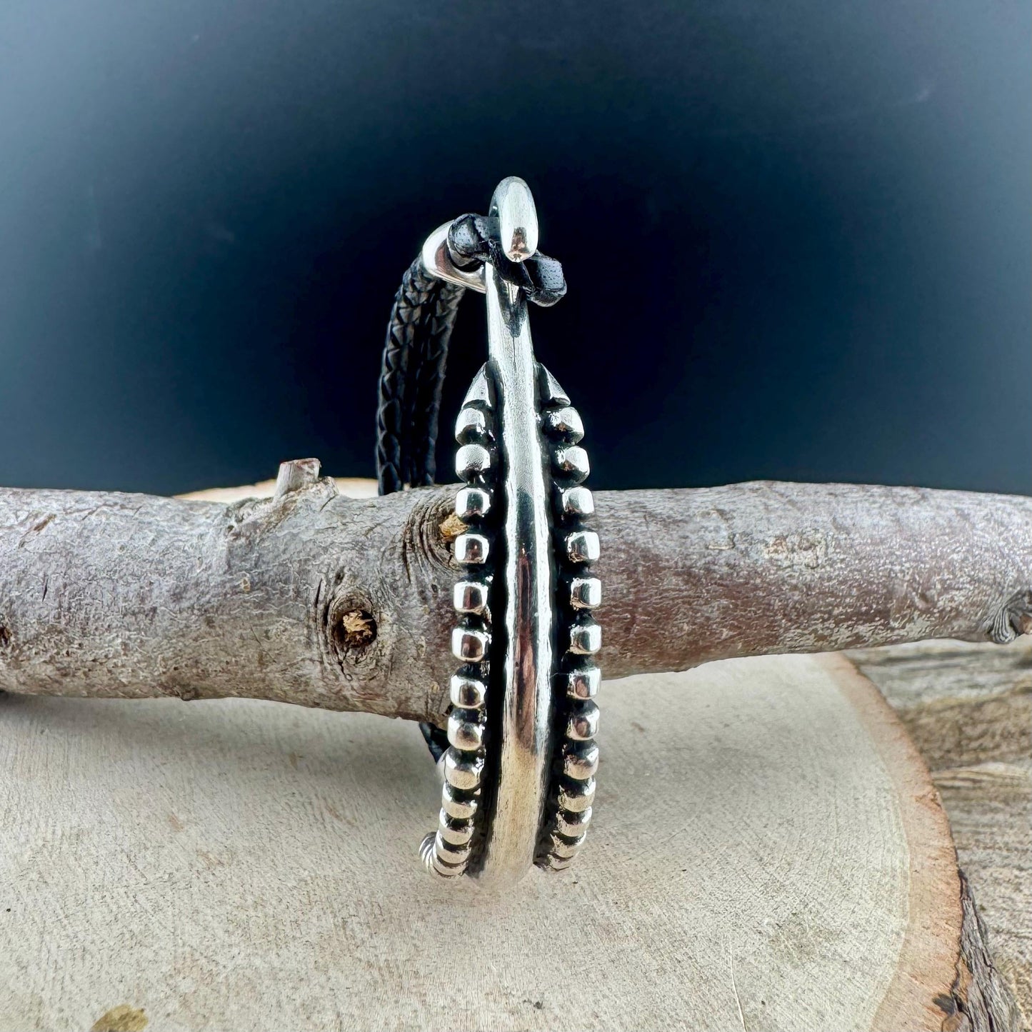 Rustic Braided Leather Wrap Bracelet with Silver Cuff – Brown, Black & White Options