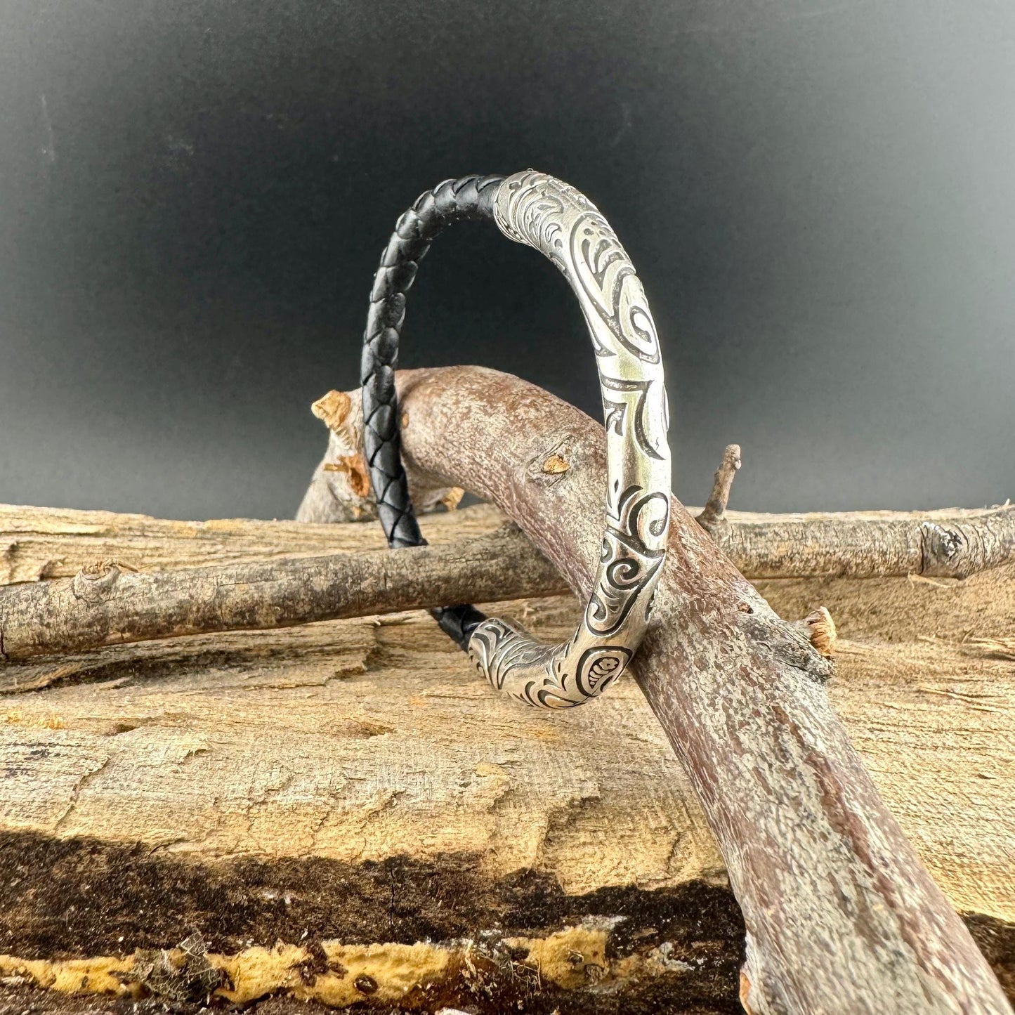 Braided Leather Wrap Bracelet - Antique Silver Paisley Half Cuff in Multiple Colors