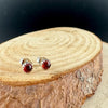 Handcrafted Serrated Bezel Garnet Sud Post Earrings: 4mm