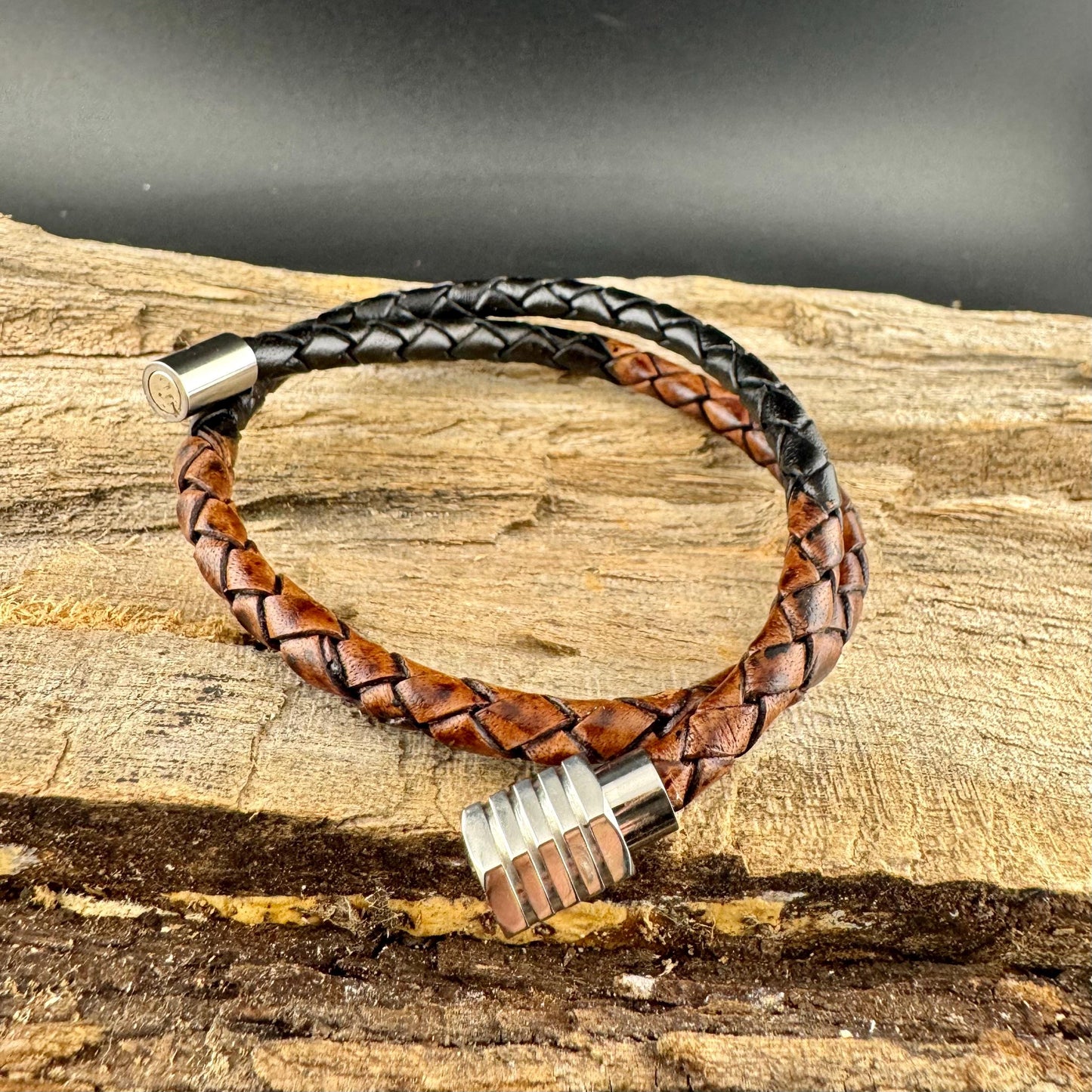 Braided Leather Multi Wrap Bracelet for Men or Women: Stainless Steel Magnetic Clasp