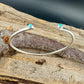 Dainty Sterling Silver Turquoise Cuff Bracelet - 4mm Kingman Double Bezel Reverse Design