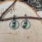 Sterling Silver African Turquoise Circle Post Drop Earrings, Natural Gemstone Jewelry