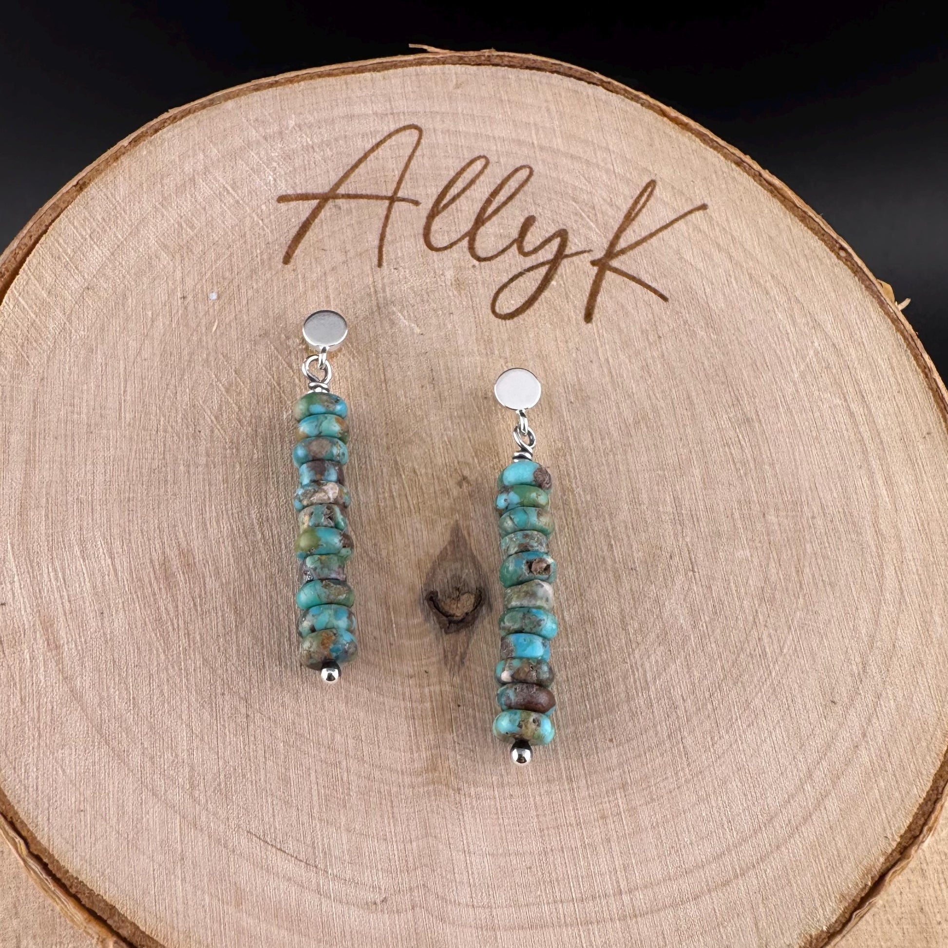 Sterling Silver Turquoise Post Drop Earrings, Natural Gemstone Jewelry