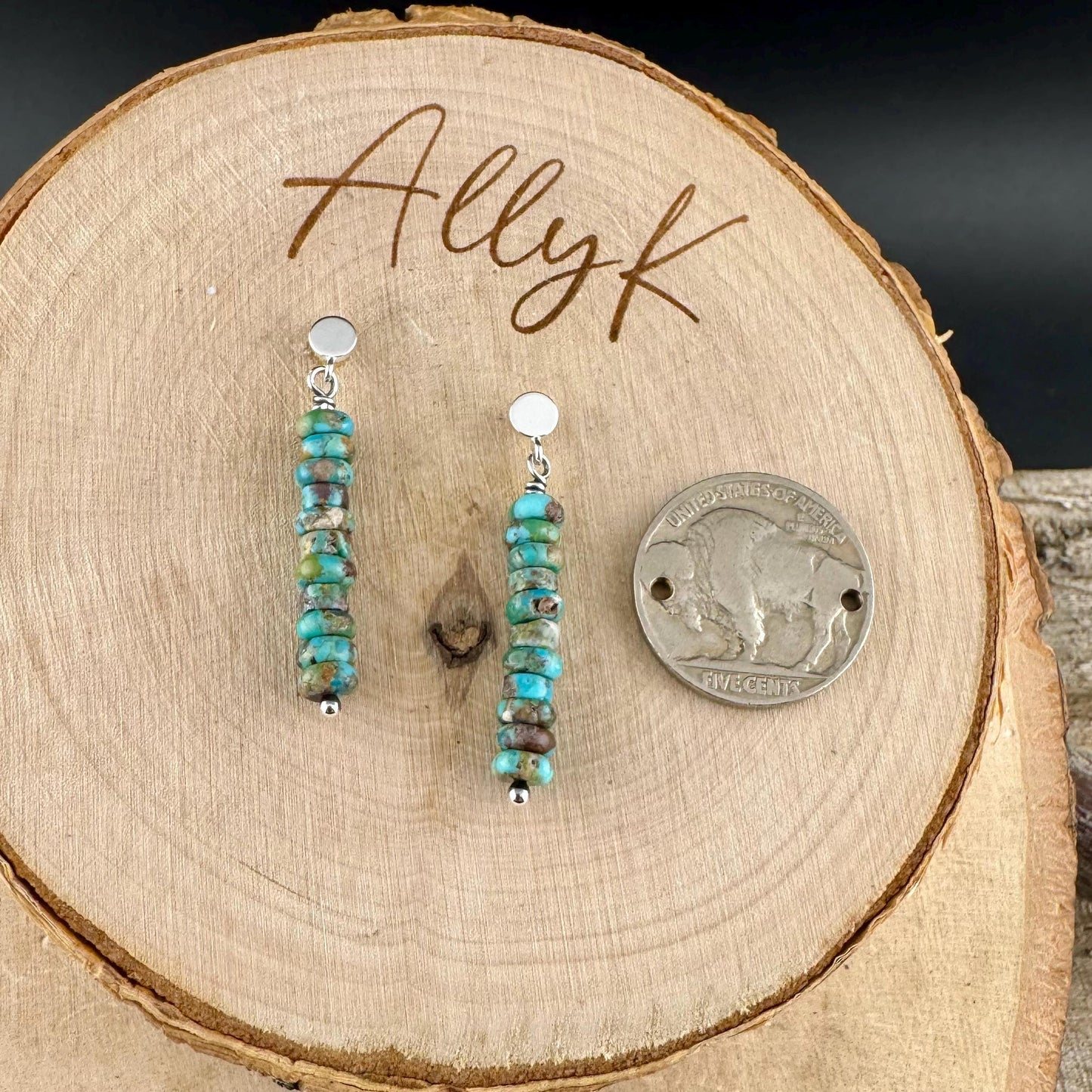 Sterling Silver Turquoise Post Drop Earrings, Natural Gemstone Jewelry