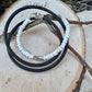 White turquoise leather wrap bracelet, genuine leather